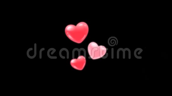 动画粉红红心形状在黑色背景视频的预览图