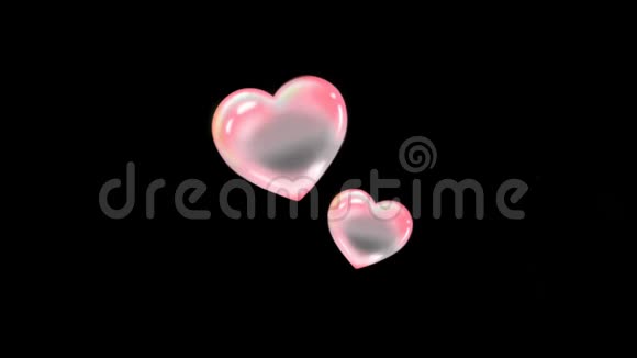 动画粉红红心形状在黑色背景视频的预览图