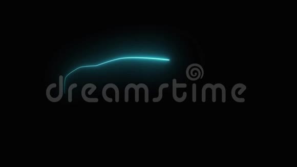 动画霓虹灯描绘汽车全息与内部出现完整的汽车聚集打开视频的预览图