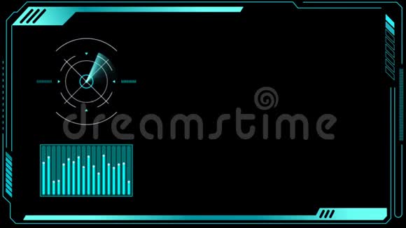 动画蓝色框架与圆圈加载条在黑色背景视频的预览图