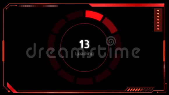 动画红色框架红色圆圈加载在黑色背景上视频的预览图