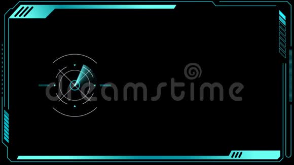 动画蓝色框架与圆圈加载条在黑色背景视频的预览图