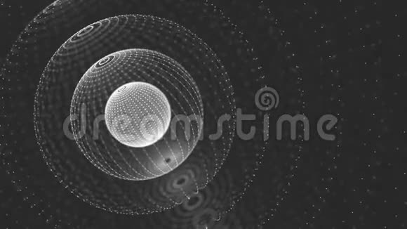 三维渲染从小到大的几个球体顶点和边在黑色背景上为白色视频的预览图