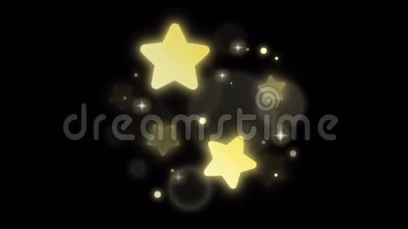 动画黄色的星星黑色背景上有淡淡的bokeh视频的预览图