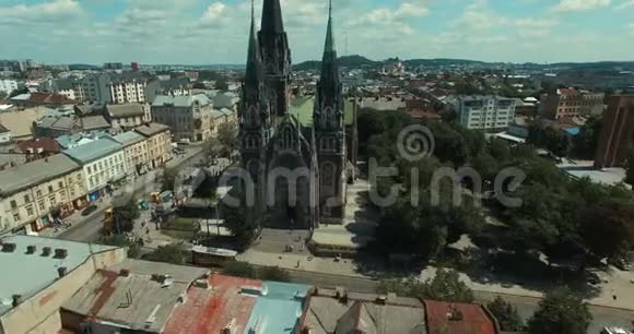 大教堂的空中景色希腊天主教圣殿视频的预览图