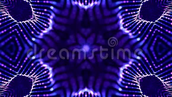 4k环形科幻3d背景辉光蓝色粒子形成线条表面复杂的对称结构如恒星视频的预览图