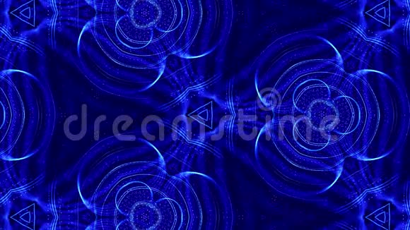 纳米技术微观世界的抽象主题4k循环科幻3d背景与发光蓝色粒子形成线视频的预览图