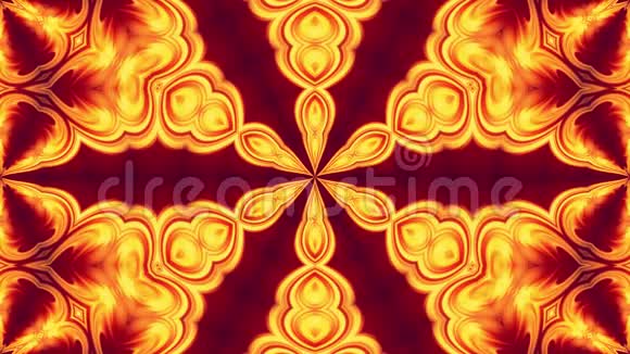 4k无缝环抽象背景图案装饰形式为红黄花由流动梯度制成视频的预览图