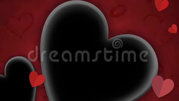 动画红心纸切与黑色空间和文字快乐情人节视频的预览图
