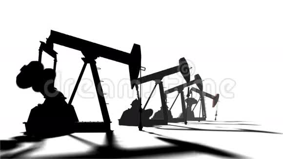 石油生产白色背景的剪影抽吸机石油和天然气工业动画视频的预览图