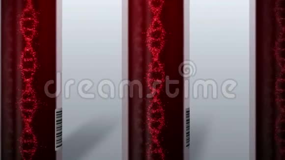 试管中带红血的DNA系统分子验血设备循环动画医学概念三维渲染静脉和一个视频的预览图