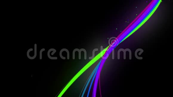 多色霓虹灯线在空气中摇摆平稳振荡和波浪线条颜色会周期性地改变形成跑步视频的预览图