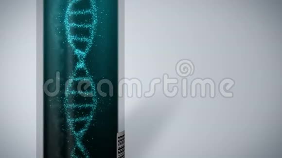 试管中的DNA分子DNA螺旋作为遗传学的标志测试设备药和技术理念循环动画视频的预览图