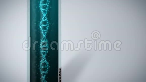试管中的DNA分子DNA螺旋作为遗传学的标志测试设备药和技术理念循环动画视频的预览图