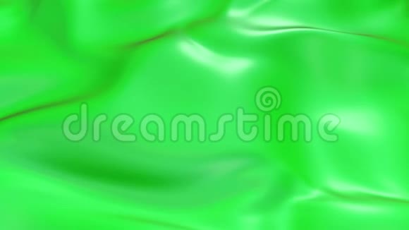 波状绿色布面的4k3D平滑动画形成涟漪如流体表面或组织褶皱视频的预览图