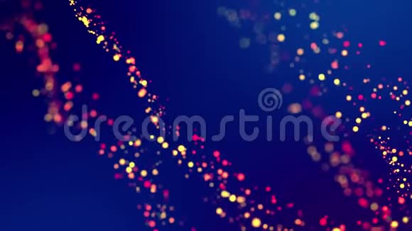 奇妙的节日抽象背景闪光的魔法多色粒子在粘稠的液体中飞行或漂浮发光视频的预览图