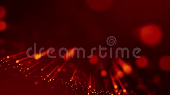 红色黄色颗粒漂浮在液体中并闪烁着光线明亮的背景闪烁的粒子深度视频的预览图