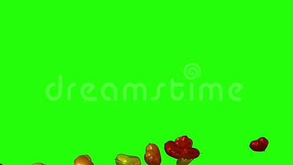 绿色屏幕上心形气球的浪漫动画视频的预览图