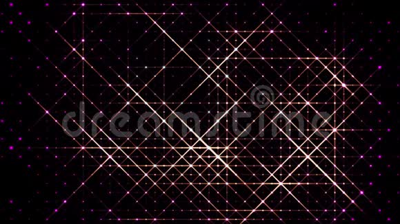 三维抽象4k循环背景与LED的光火花在点LED之间滑动粒子覆盖整个平面视频的预览图
