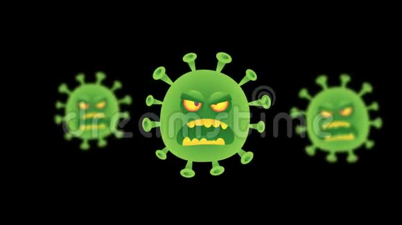 病毒会变得愤怒和叮咬角色动画透明背景视频的预览图
