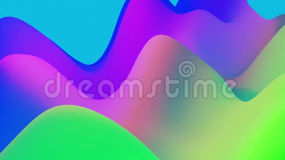 具有抽象流体彩虹梯度的4k无缝环内部辉光波状表面抽象的美丽色彩渐变视频的预览图