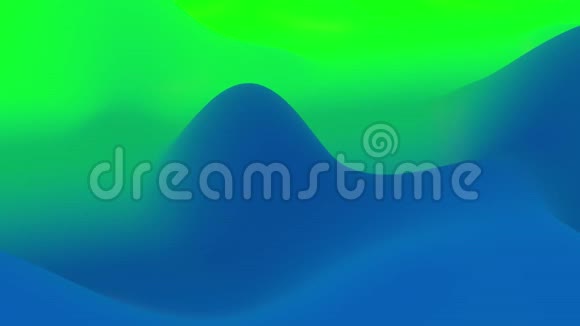 具有抽象流体蓝绿色梯度的4k无缝环内部辉光波状表面美丽的色彩渐变视频的预览图