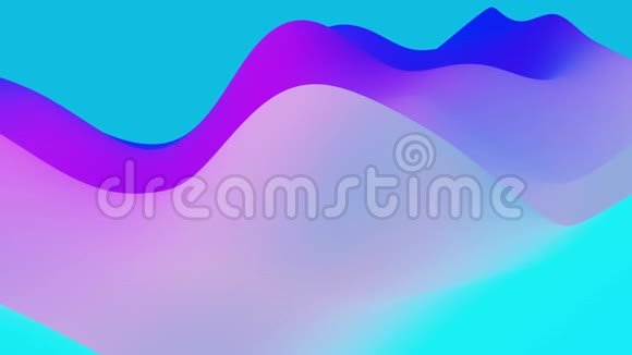 具有抽象流体蓝色梯度的4k无缝环内部辉光波状表面抽象的美丽色彩渐变视频的预览图