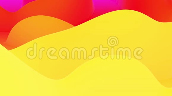 无缝环抽象流体红色黄色梯度内辉光波状表面美丽温暖的色彩渐变视频的预览图