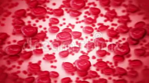 红细胞通过血液漂浮并在血管中循环医学概念3D染静脉和动脉医疗保健视频的预览图