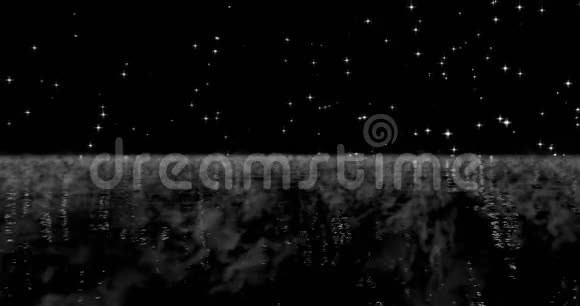 单色3D渲染美丽的星空与海雾视频的预览图