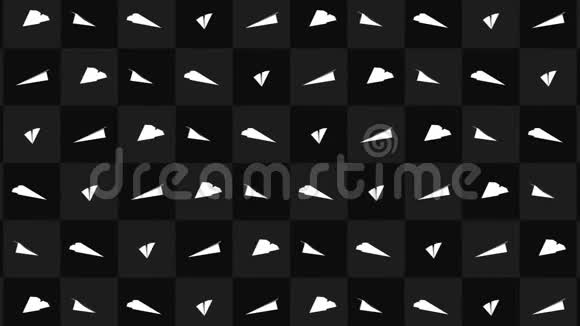 手工纸平面收集黑色背景下流动白纸平面的循环动画商业联系概念黄鹂视频的预览图