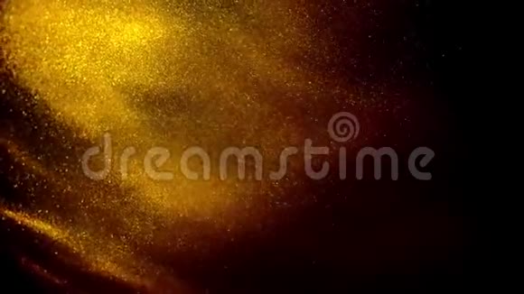 用相机拍摄水中的金色墨水金色的颜料滴下来做出反应形成抽象的云层视频的预览图