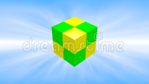 绿色和黄色3d立方体旋转视频的预览图