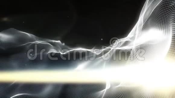 抽象的未来运动背景的数字白色波粒子形成背景视频的预览图
