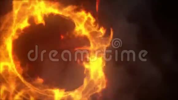 黑色背景下燃烧的火环或轮子视频的预览图