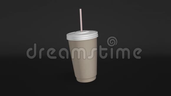 奶昔或咖啡最小的纸带走杯子旋转的无缝循环视频的预览图