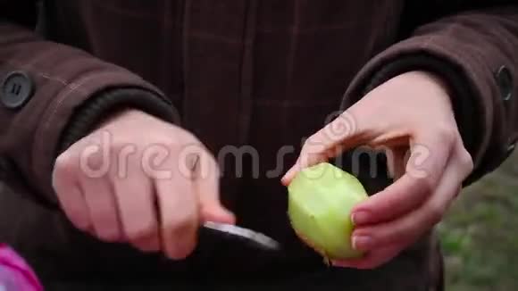 厨师剥皮猕猴桃水果视频的预览图