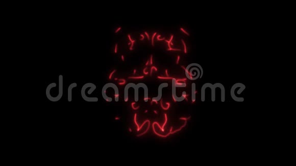 2D动画闪烁的霓虹灯形成人脑结构显示黑色神经网络的红线视频的预览图