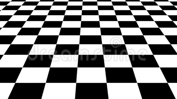 黑白棋盘几何单色瓷砖地板左向右移动可循环使用视频的预览图