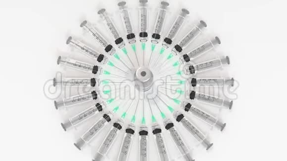 注射登革热疫苗和注射器概念医学三维动画视频的预览图