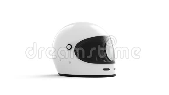 空白白色摩托车头盔模型循环旋转视频的预览图