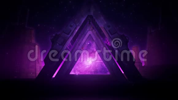 3D紫色科幻古门星门史诗VJ环背景视频的预览图