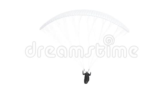 带马具模型的空白白色滑翔伞循环旋转视频的预览图
