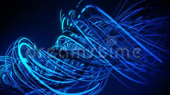 蓝霓虹灯缠绕线VJ循环背景视频的预览图