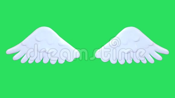 动画白色翅膀绿色背景视频的预览图