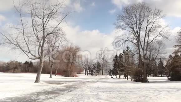 冰雪覆盖的冬季景观具有季节性视频的预览图