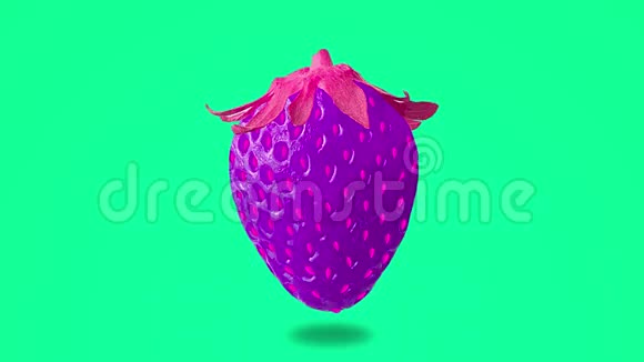 霓虹灯彩色背景下的草莓水果动画视频的预览图