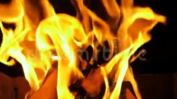 火焰燃烧火焰燃烧木材超慢运动180FPS视频的预览图