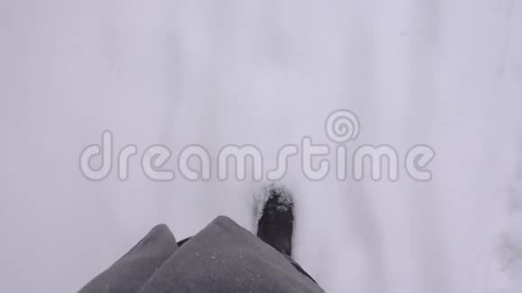特写女腿走雪视频的预览图