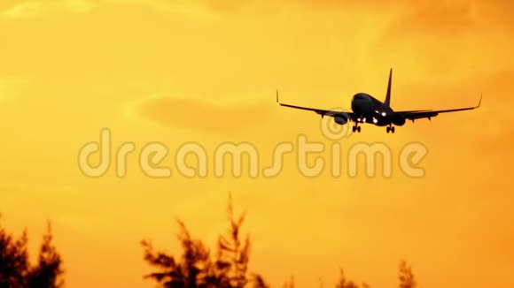 日落时分飞机在海面上空盘旋视频的预览图